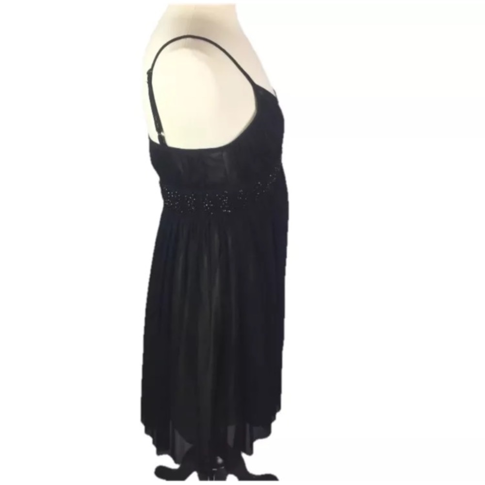 Michael Kors black tulle dress babydoll Sz 6 petite party‎ spaghetti strap Y2K - Picture 2 of 6
